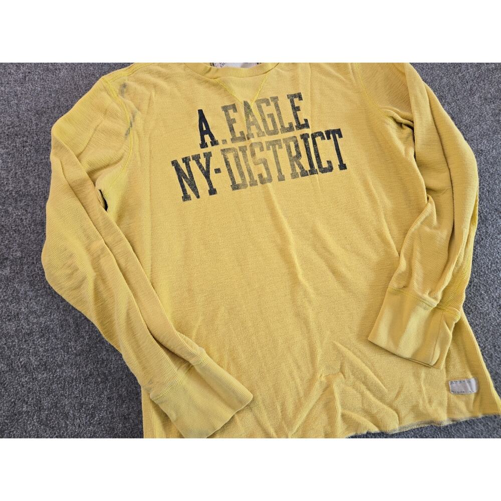 American Eagle Y2K 2009 Waffle-knit Graphic Long Sleeve Thermal Shirt Mens Sz Lg - Picture 2 of 13